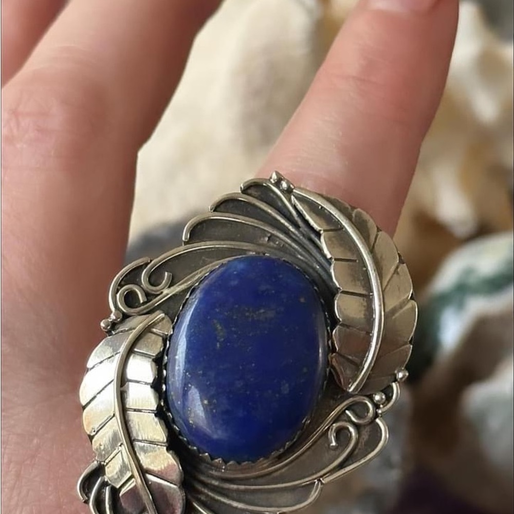Lapis Statement Sterling Silver Southwestern Ring - image 6